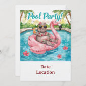 Einladung zur Tropical Pool Party – Wasserfarben K (Vorne/Hinten)