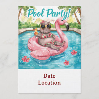 Einladung zur Tropical Pool Party – Wasserfarben K