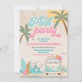 Einladung zur tropischen Poolparty zum Geburtstag (Vorderseite)