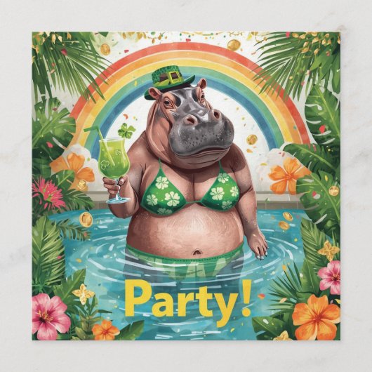 Einladung zur tropischen Poolparty zum St. Patrick (Vorderseite)