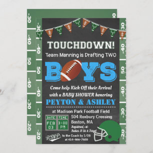 Einladung zur TWIN Football Baby Shower Chalkboard