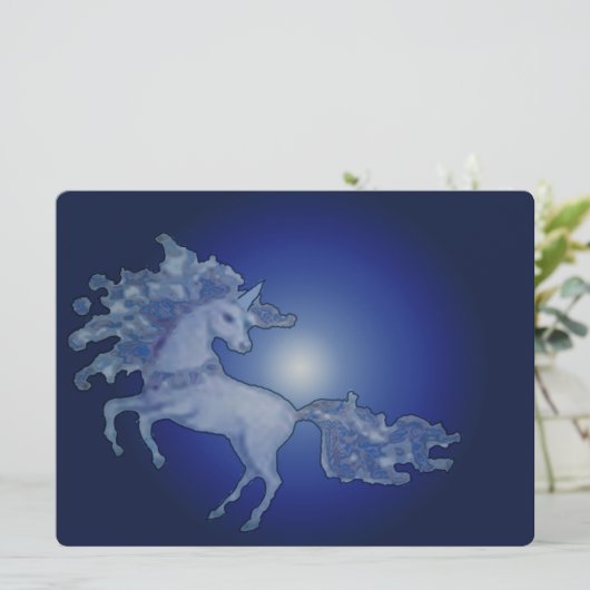 Einladung zur Unicorn Blank Card Mitternacht (Stehend Vorderseite)