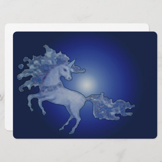 Einladung zur Unicorn Blank Card Mitternacht (Vorne/Hinten)