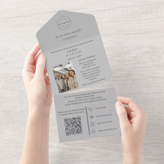 Einladung zur Unternehmensgründung + Visitenkarte (Abreißen)