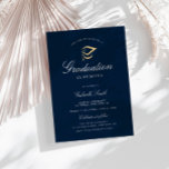 Einladung zur Veranstaltung "Elegant Marine Blue A<br><div class="desc">Eine elegante marineblaue Abschluss-Zeremonie-Karte. Die Textdetails und das Bild können personalisiert sein.</div>