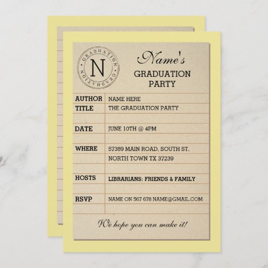 Einladung zur Veranstaltung "Library Card Graduati (Vorne/Hinten)