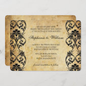 Einladung zur Verheiratung im Vintagen Hintergrund (Vorne/Hinten)