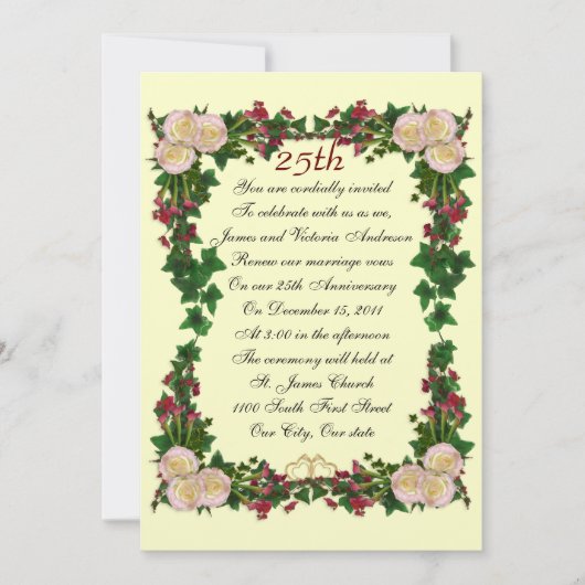 Einladung zur Verlängerung des 25. Hochzeitstages (Vorderseite)