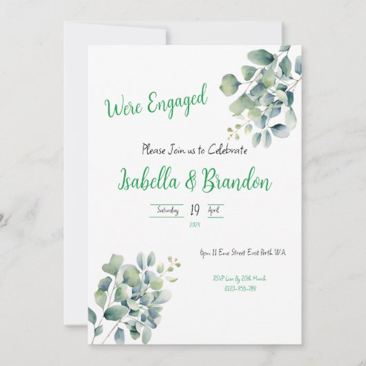 Einladung zur Verlobung der Leafy-Minimal (Vorderseite)