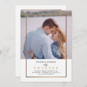 Einladung zur Verlobung von Gold Frame Foto (Vorne/Hinten)