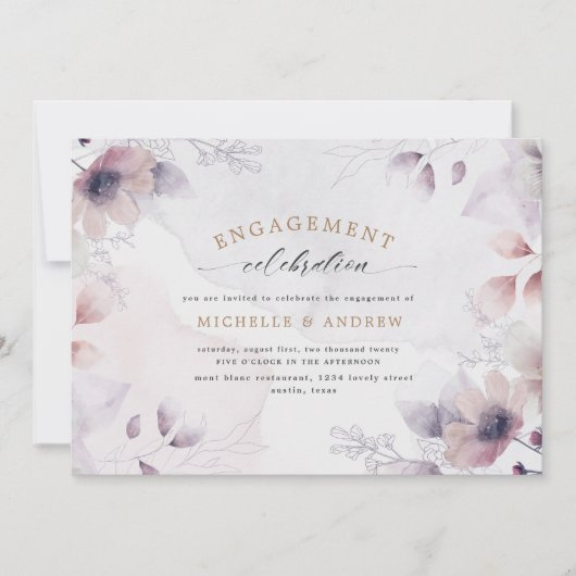 Einladung zur Verlobung von Wasserfarben (Vorderseite)