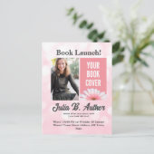 Einladung zur Veröffentlichung eines rosa Autors Postkarte (Stehend Vorderseite)