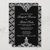 Einladung zur verzierten Black Damask Hochzeit (Vorne/Hinten)