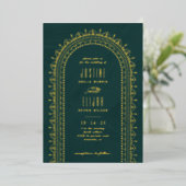 Einladung zur Verzierten Bogenhochzeit - Aquamarin (Stehend vorne)