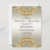 Einladung zur Verzierten Hochzeit von Gold (Vorderseite)