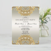 Einladung zur Verzierten Verlobung von Gold (Stehend Vorderseite)