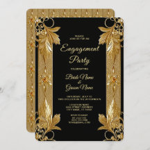 Einladung zur Verzierten Verlobung von Gold Black