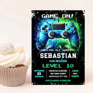 Einladung zur Videospiel-Gamer-Party zum Geburtsta