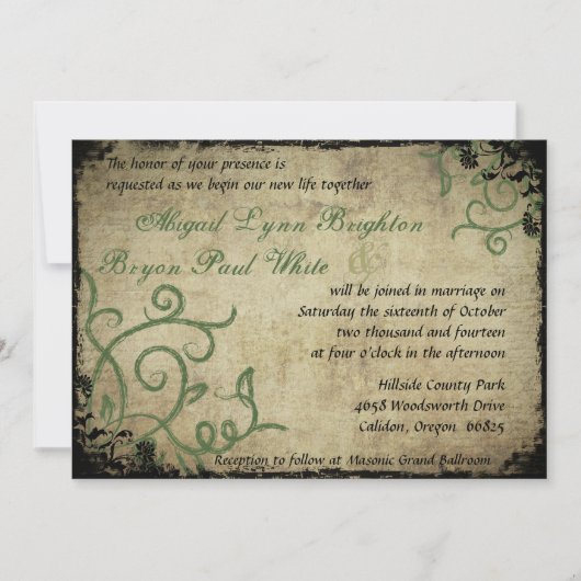 Einladung zur Vintag Doodle Hochzeit (Vorderseite)