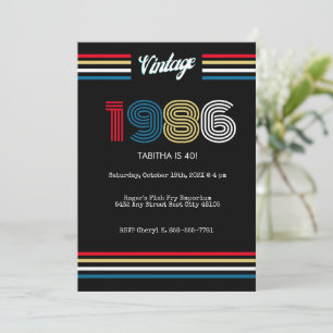Einladung zur Vintage-1986-Retro-40.-Geburtstagsfe