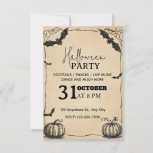 Einladung zur Vintage-Halloween-Party – Bearbeitba