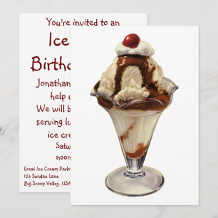 Einladung zur Vintage-Hot-Fudge-Sundae-Geburtstags