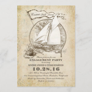 Einladung zur Vintage-nautischen Verlobungsparty