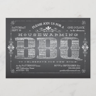 Einladung zur Vintage-Schultafel-Housewarming-BBQ-