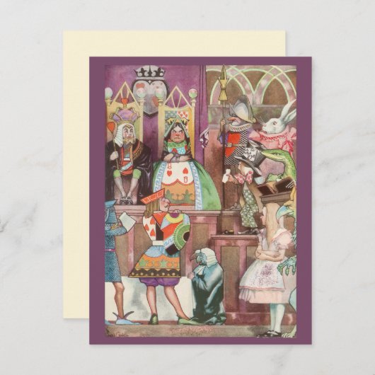 Einladung zur Vintagen Alice im Wunderland (Vorne/Hinten)