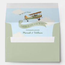 Einladung zur Vintagen Babydusche im Flugzeug