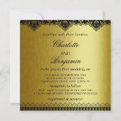 Einladung zur Vintagen Black and Gold Lace Hochzei (Rückseite)