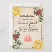 Einladung zur Vintagen Blumenhochzeit (Vorderseite)