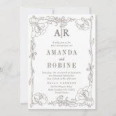 Einladung zur Vintagen Blumenhochzeit (Vorderseite)