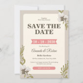 Einladung zur Vintagen Blumenhochzeit (Vorderseite)