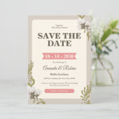 Einladung zur Vintagen Blumenhochzeit (Stehend Vorderseite)