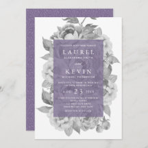 Einladung zur Vintagen Blumenhochzeit | Violett