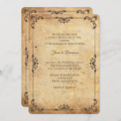 Einladung zur Vintagen Braun-Blumenhochzeit (Vorne/Hinten)