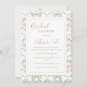 Einladung zur Vintagen Brautdusche in Rosa und Grü (Vorderseite)