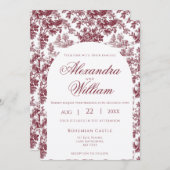 Einladung zur Vintagen Burgunder-Toileits-Hochzeit (Vorne/Hinten)