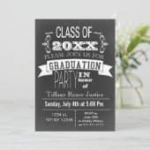 Einladung zur Vintagen Chalkboard Graduiertenparty (Stehend Vorderseite)