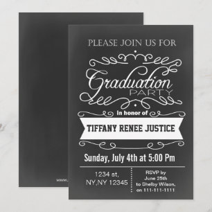 Einladung zur Vintagen Chalkboard Graduiertenparty