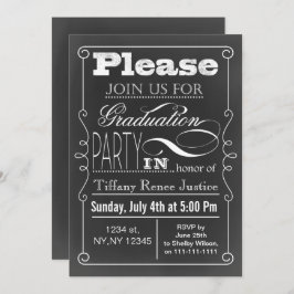 Einladung zur Vintagen Chalkboard Graduiertenparty