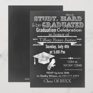 Einladung zur Vintagen Chalkboard Graduiertenparty
