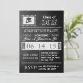 Einladung zur Vintagen Chalkboard-Graduiertenparty (Stehend Vorderseite)