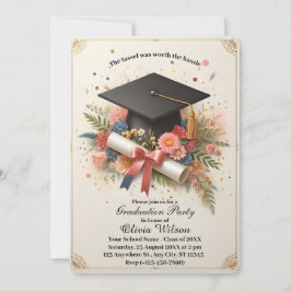 Einladung zur Vintagen Charm Floral Graduation Par