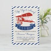 Einladung zur Vintagen Flugzeug-Babydusche (Stehend Vorderseite)