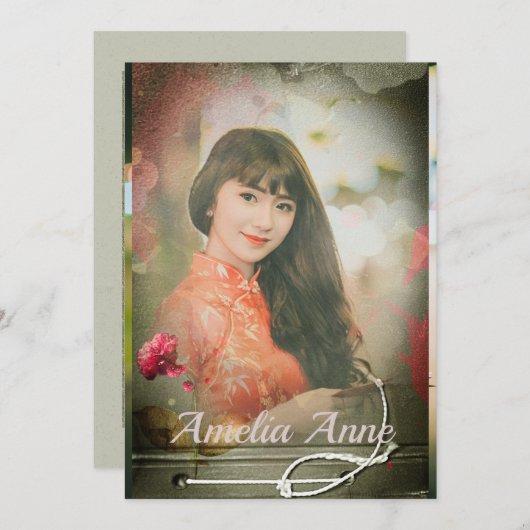 Einladung zur Vintagen Foto Graduation Party (Vorne/Hinten)