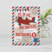 Einladung zur Vintagen Geburtstagspartei des Flugz (Stehend Vorderseite)