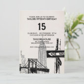 Einladung zur Vintagen Geburtstagsparty in New Yor (Stehend Vorderseite)