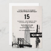 Einladung zur Vintagen Geburtstagsparty in New Yor (Vorne/Hinten)